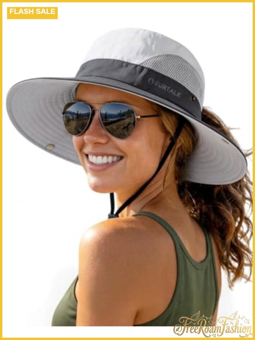 FURTALK Womens Sun Hat Ponytail Hole UV Protection Foldable Bucket Hat